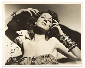 (ENTERTAINERS--ACTORS--1940S.) Group of 8 items Signed, or Signed and Inscribed: Katharine Hepburn * Gregory Peck * Gypsy Rose Lee * Gl